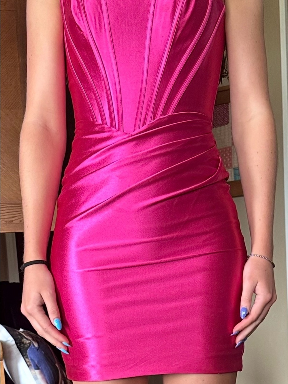 Nix Anabel Fuchsia Satin Hoco/semi formal dress